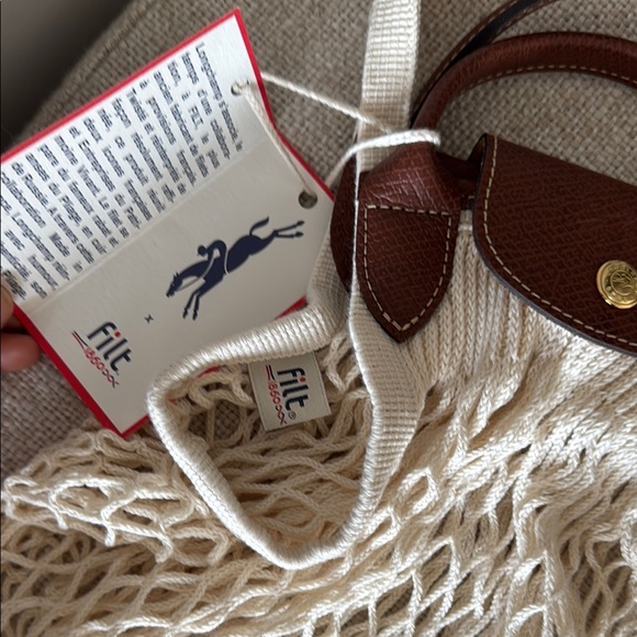 LONGCHAMP LE PLIAGE FILET L MESH BAG in Ecru - Canvas - Picture 6 of 7